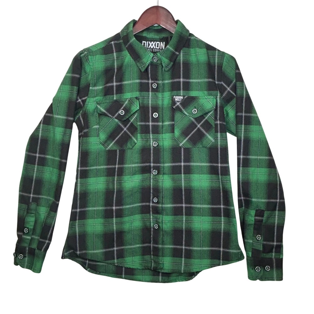 Dixxon Flogging Molly Flannel Shirt Womens M Green Black Plaid Celtic Irish Punk